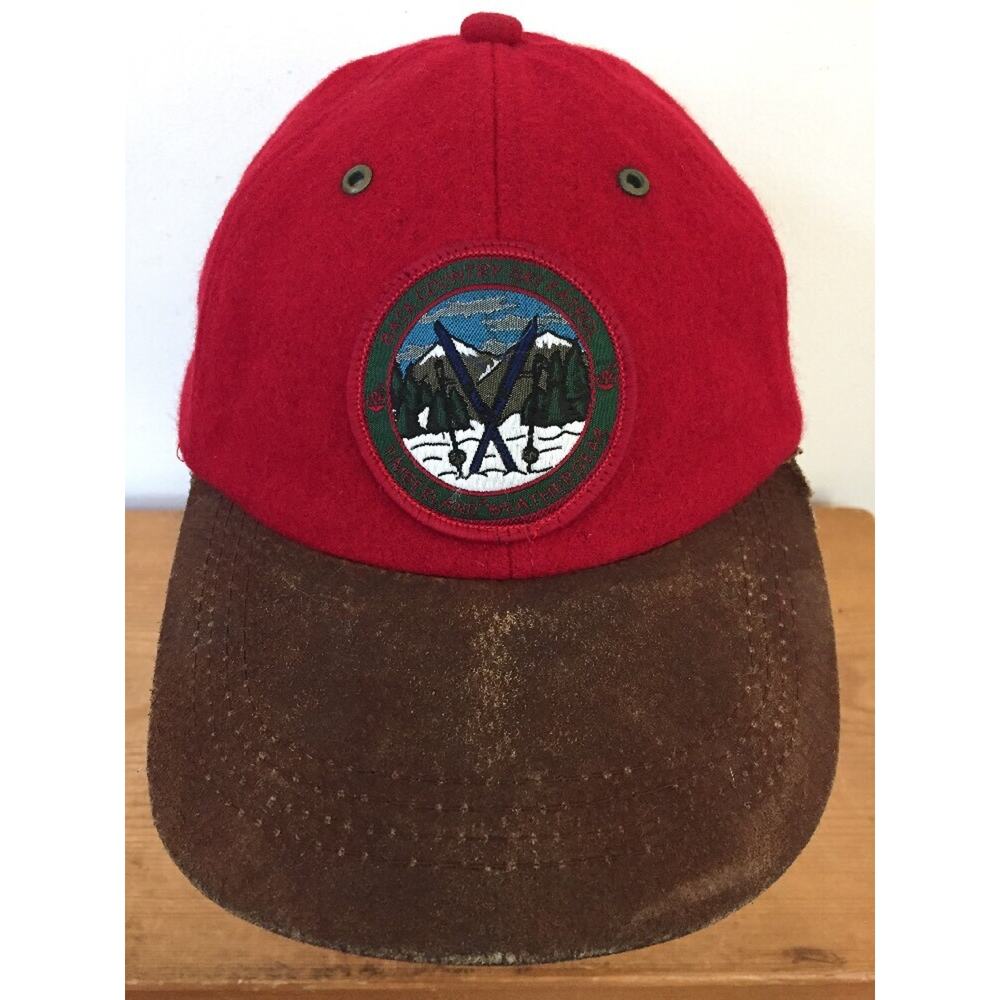 Vtg Timberland Distressed Back Country Ski Patrol Patch Red Wool Baseball Hat